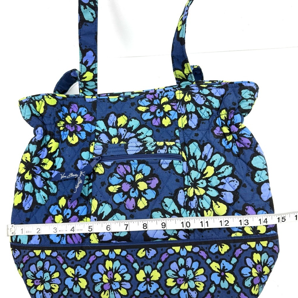 Vera Bradley Laura Tote Indigo Pop Shoulder Bag Purse Quilted Blue Used Once - Picture 13 of 16